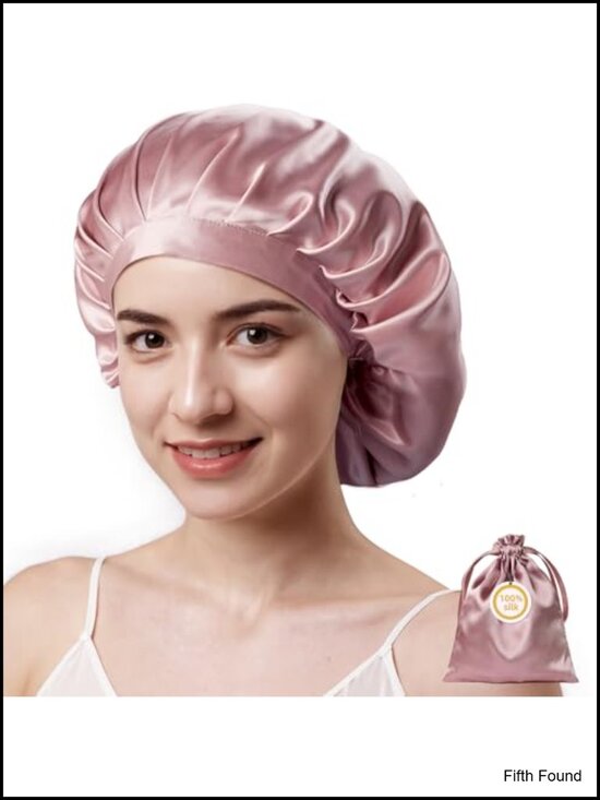 Large Double Layer Mulberry Silk Bonnet for Sleeping, 22 Momme, Adjustable main image 4